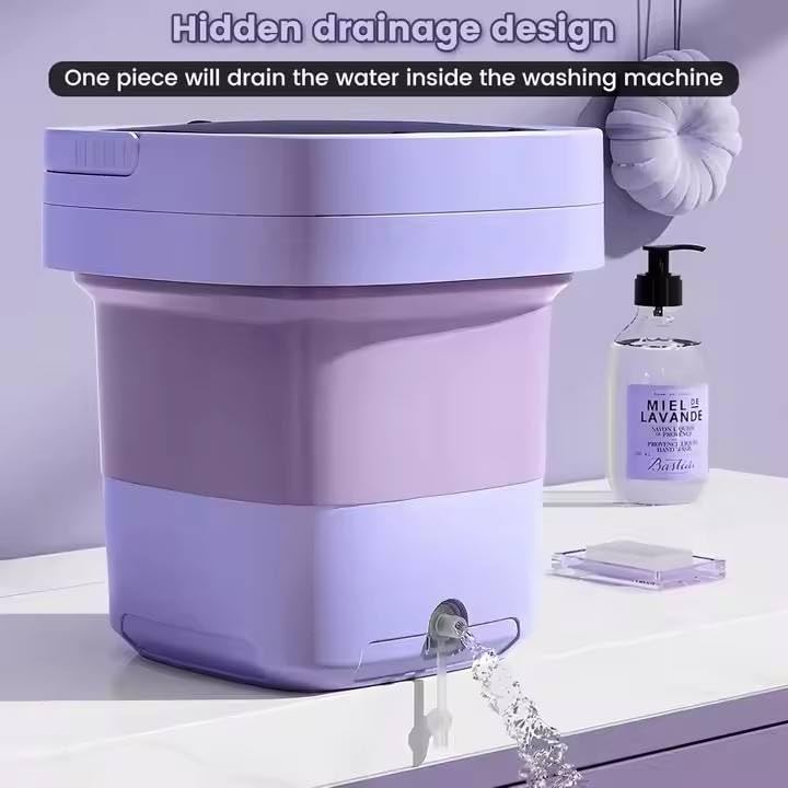 HexaGrabs™ Semi-Automatic Foldable Mini Washing Machine with Dryer!