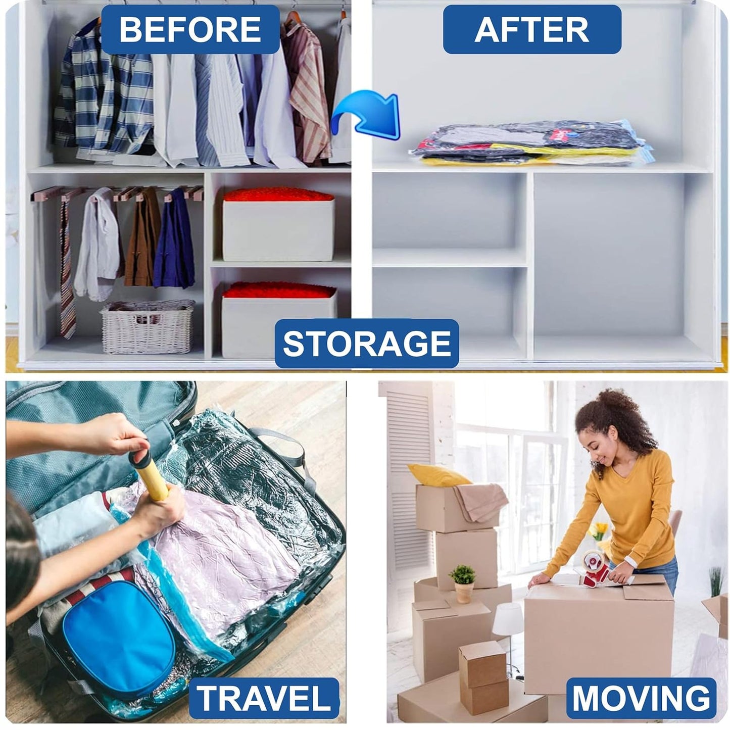 HexaSpace™ Vacuum Storage Bags - Reusable