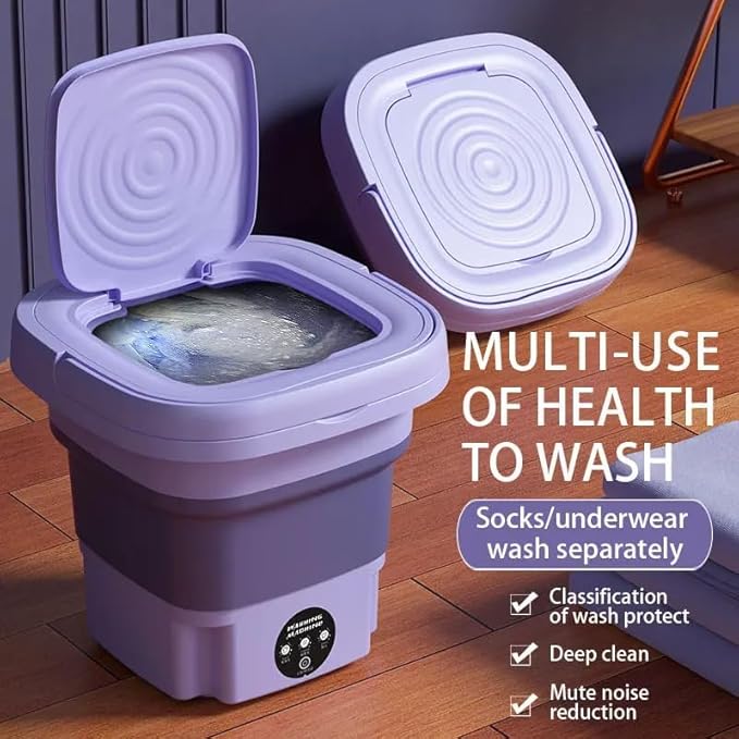 HexaGrabs™ Semi-Automatic Foldable Mini Washing Machine with Dryer!