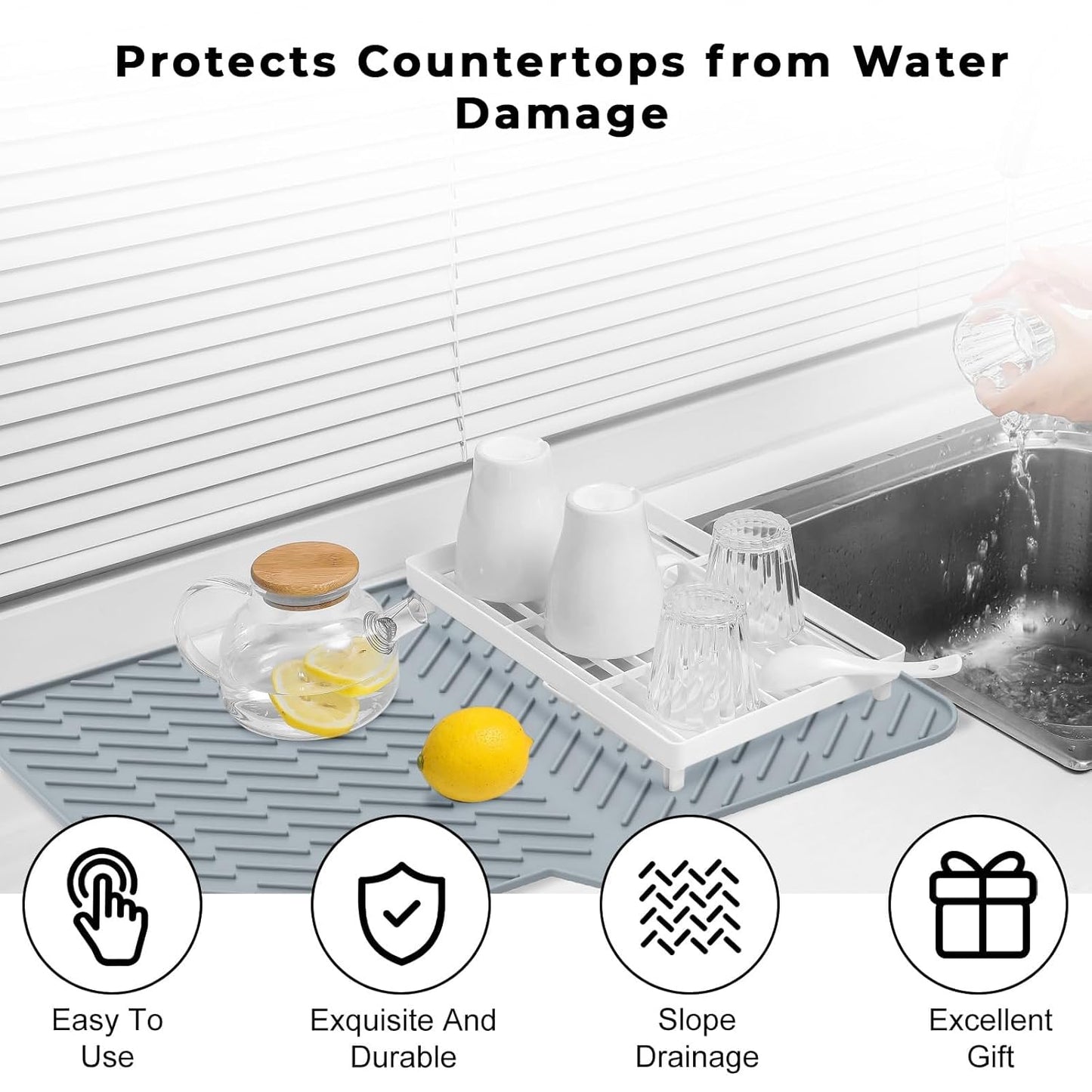 NO MORE WET KITCHEN COUNTERS – HexaGrabs DryDock Pro™