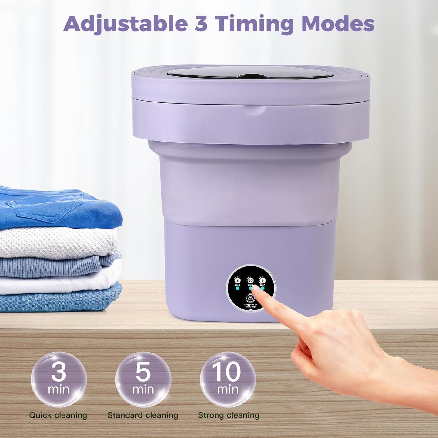 HexaGrabs™ Semi-Automatic Foldable Mini Washing Machine with Dryer!