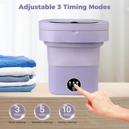 HexaGrabs™ Semi-Automatic Foldable Mini Washing Machine with Dryer!