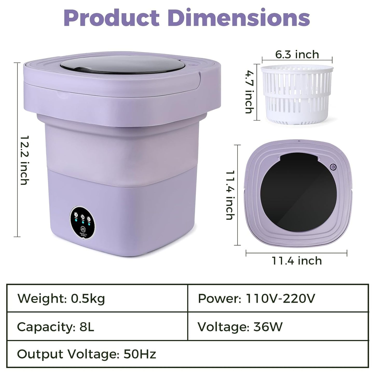 HexaGrabs™ Semi-Automatic Foldable Mini Washing Machine with Dryer!