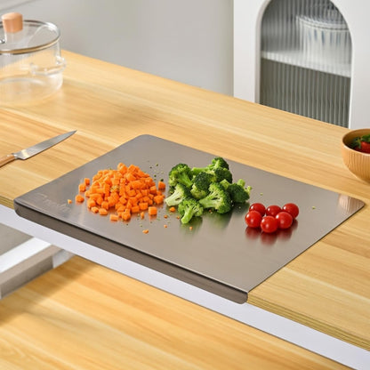 HexaGrabs™ HygienePro Steel Cutting Board – Cut, Clean. Stay Safe!